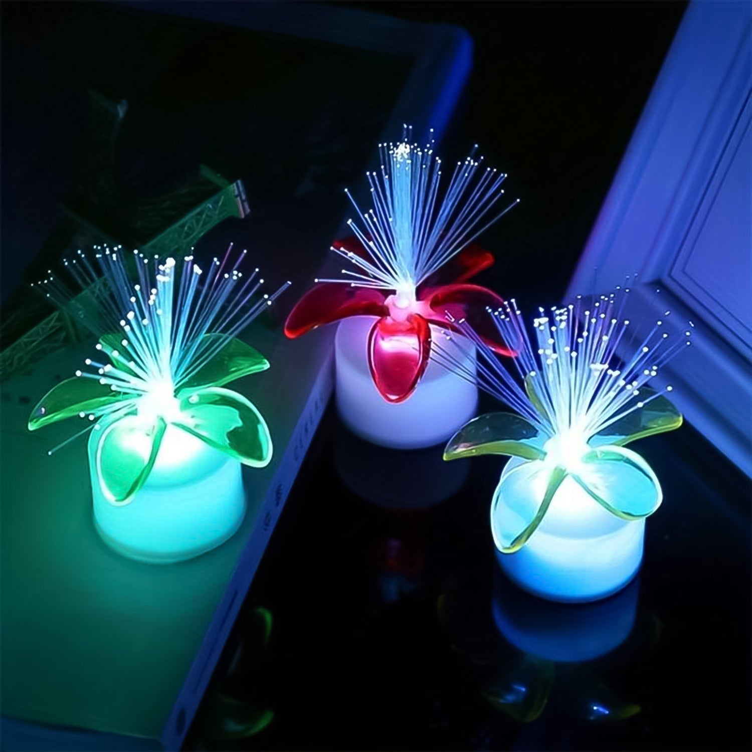 Fiber Optic Light, Mini Color Change LED Table Centerpieces, Light Up Candle, Diwali - Pack of 12 Fiber Optic Light, Mini Color Change LED Table Centerpieces, Light Up Candle, Diwali - Pack of 12